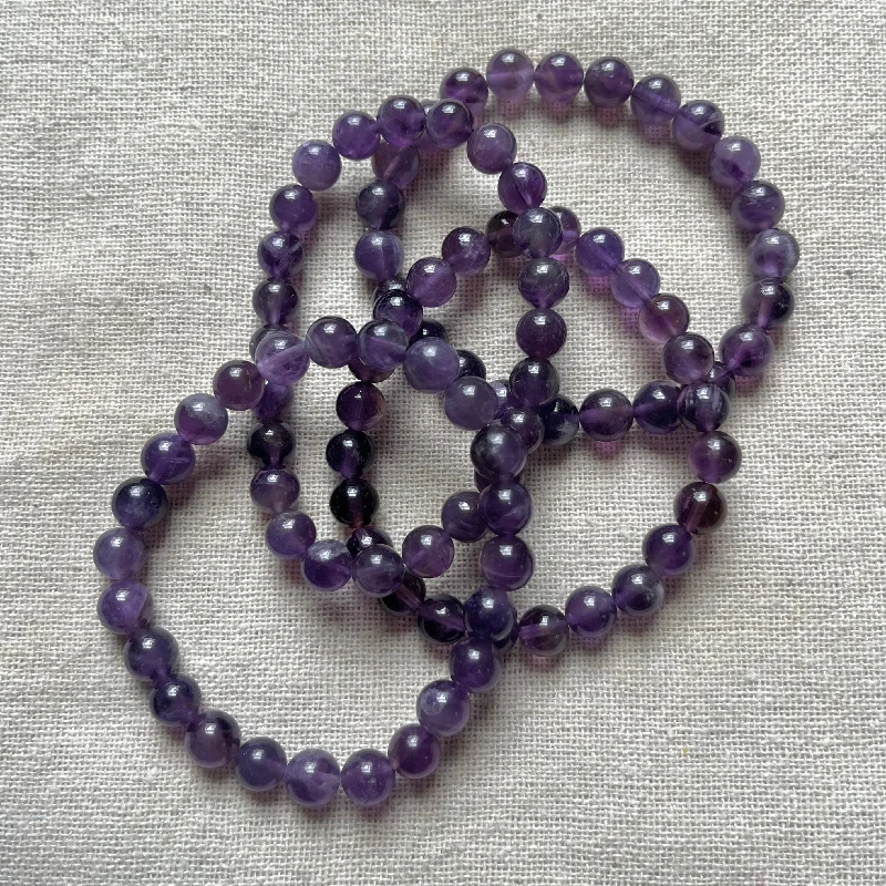 women art deco bracelets -Amethyst 8mm Beaded Bracelet - Spiritual Protection