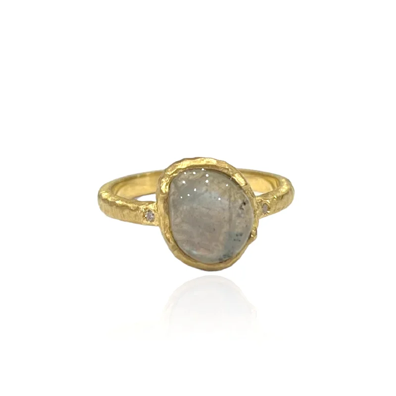 women silver rings -GOLD LABRADORITE DALIA RING