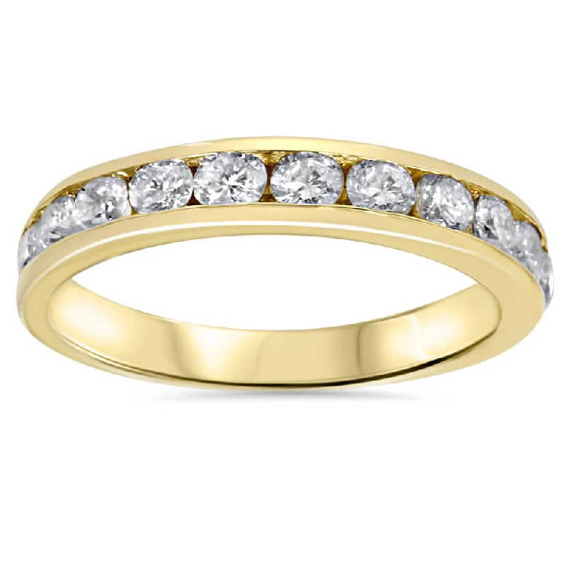 women alternative engagement rings -1 Ct Round Cut Channel Set Diamond Wedding Women's 14k Yellow Gold Ring