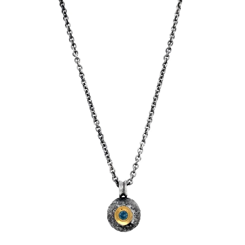 women ruby necklaces -Montana Sapphire Silver & Gold Necklace - "Miniature Maru"