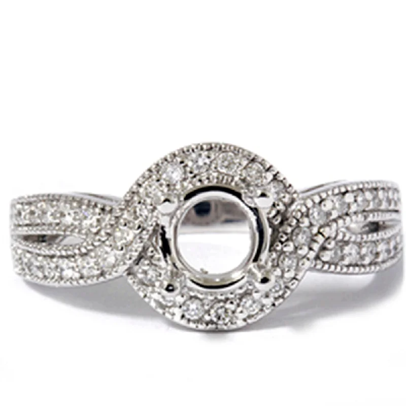 women moissanite engagement rings -1/3ct Vintage Diamond Semi Mount Engagement Ring Setting