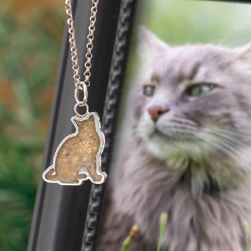 women star pendant necklaces -Cat Memorial Necklace with Ashes