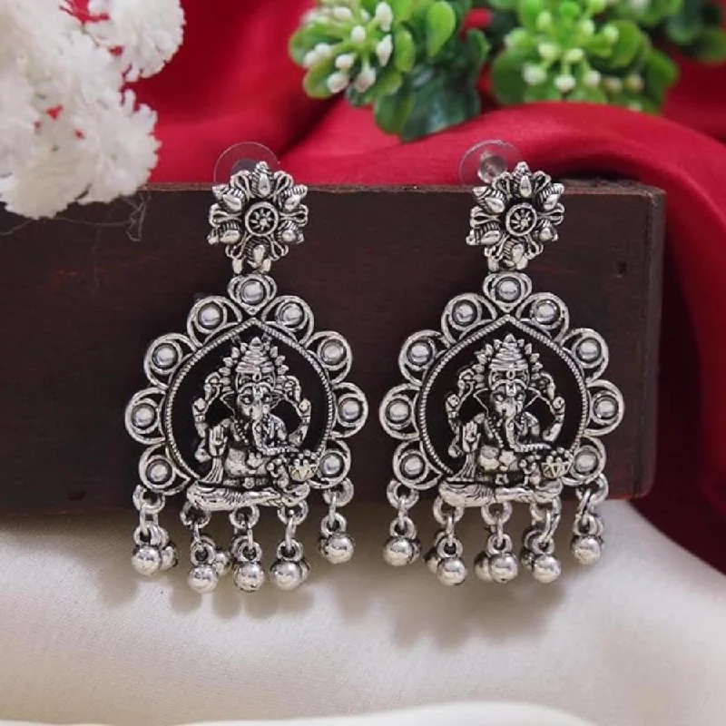 women chunky earrings -Etnico Womens Navratri Ethnic Silver Oxidised Afghani Style Trending Earrings (Style-2)