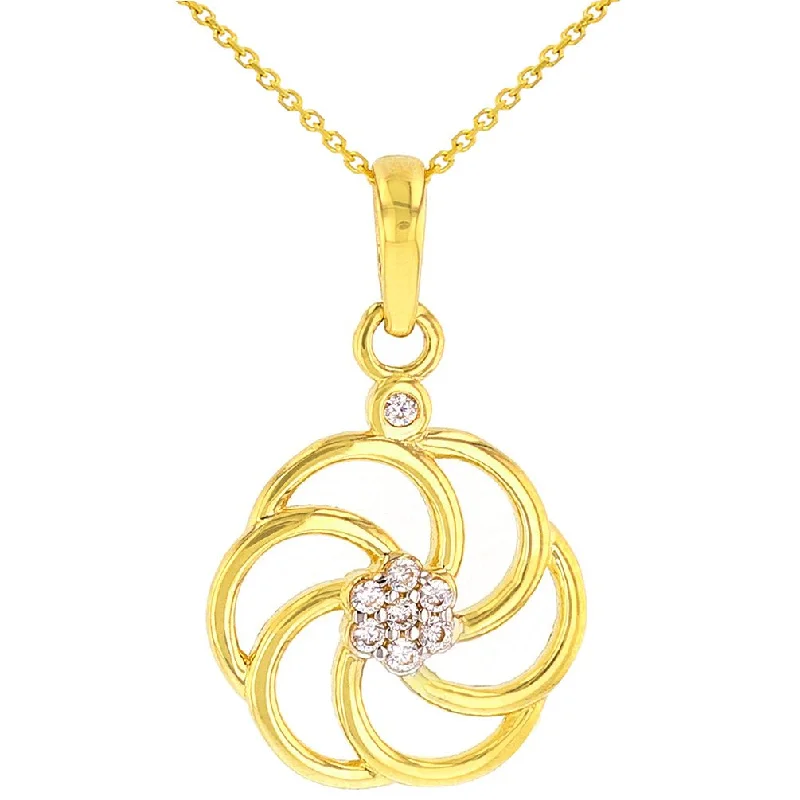 women chain necklaces -14K Yellow Gold Eternity Sign Charm Armenian Symbol Pendant Necklace with Cubic Zirconia Gemstones