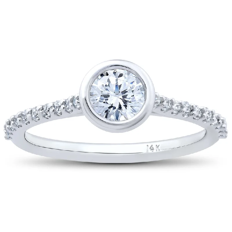 women three-stone engagement rings -3/4ct Charlotte Lab Created Diamond Engagement Ring 14k White Gold