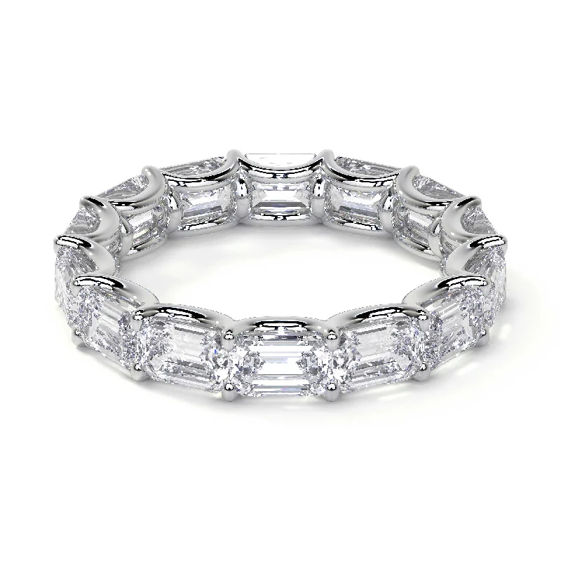 women diamond eternity rings -Emerald Cut Diamond East to West Eternity Band