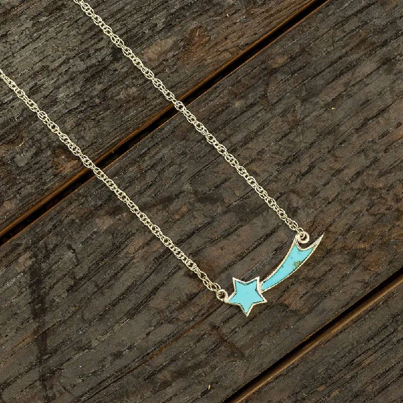 women gemstone pendant necklaces -Turquoise Shooting Star Necklace