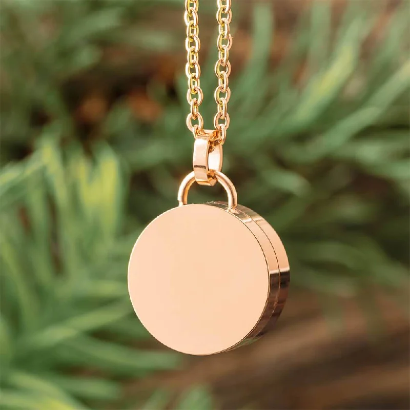 women unique necklaces -Circle Urn Necklace with Rose Gold Color