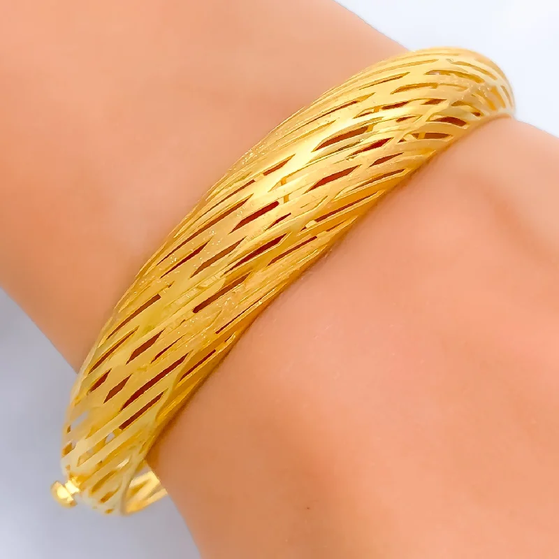 women luxury bangles -Majestic Sleek 21k Statement Bangle Bracelet