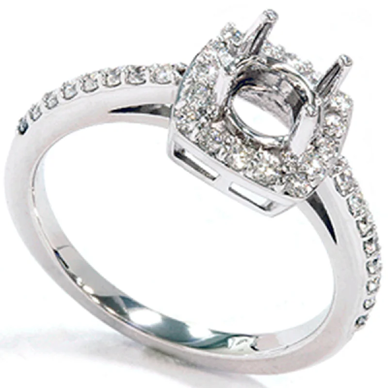 women engagement rings -1/3ct Diamond Halo 14K White Gold Engagement Ring Setting