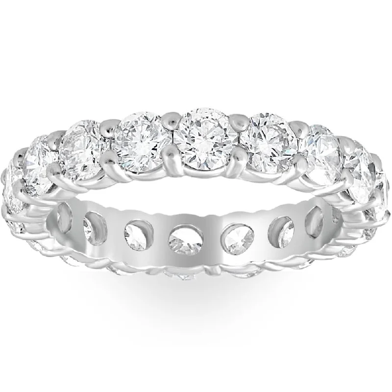 women platinum engagement rings -Platinum 3ct Round Diamond Eternity Wedding Ring