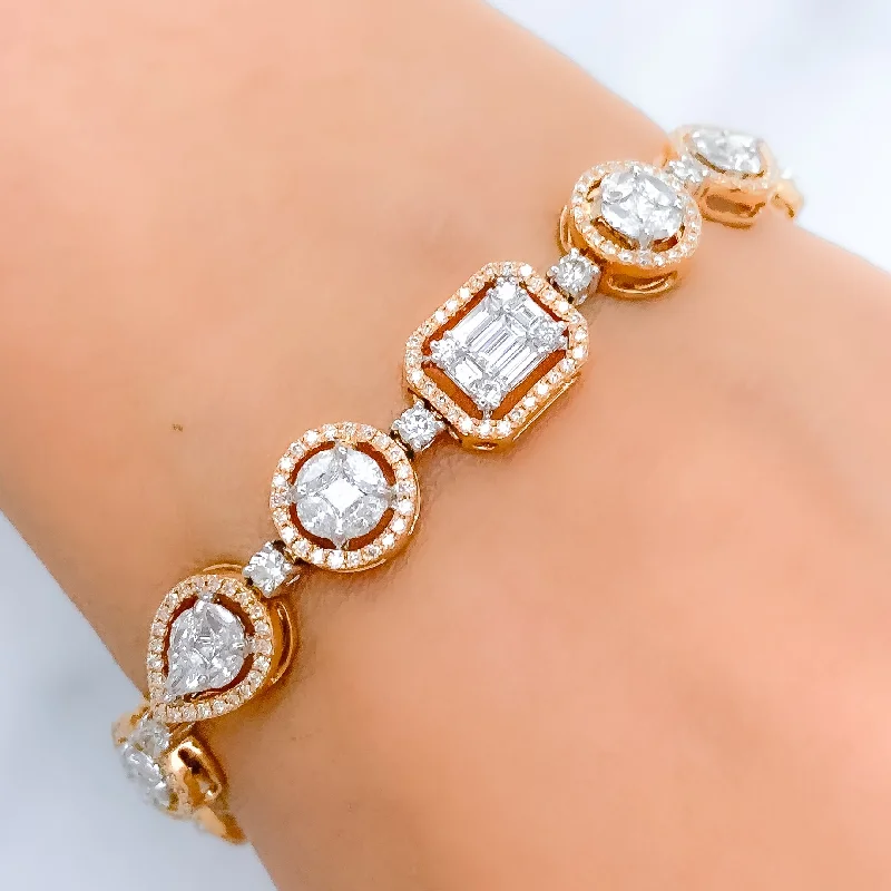 women luxury cuff bracelets -Opulent Rose Gold Diamond + 18k Gold Bracelet