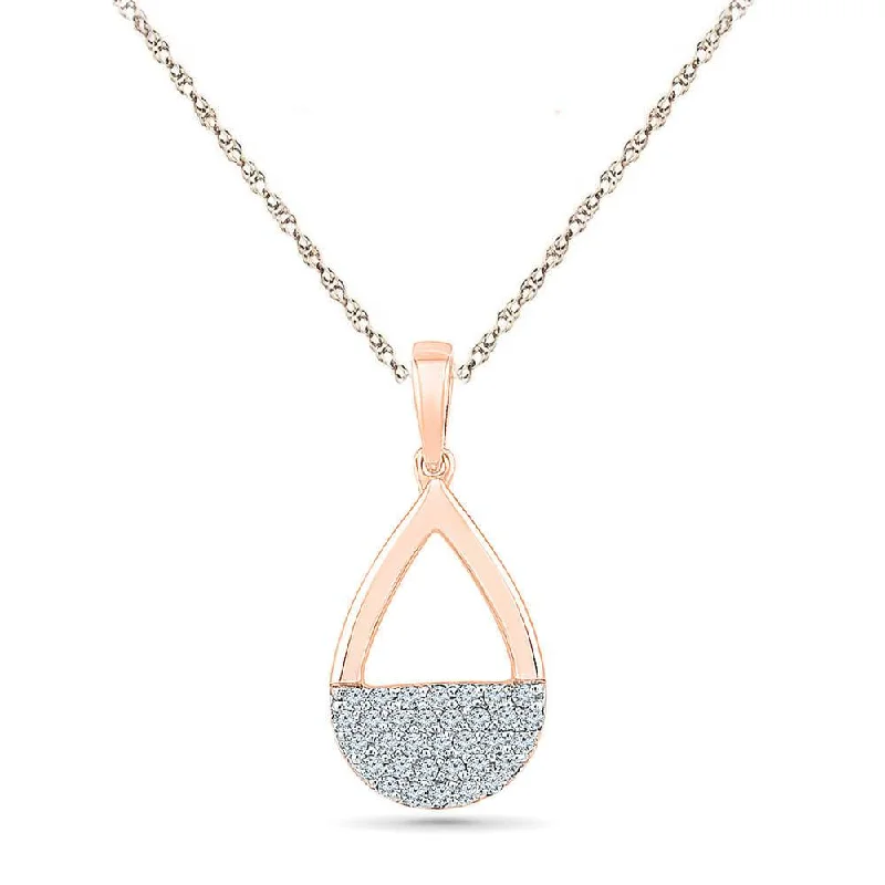 women link necklaces -Diamond Cluster Pendant Necklace with Teardrop Shape