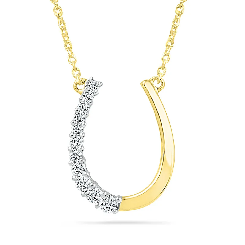 women ruby necklaces -Lucky Horseshoe Diamond Necklace