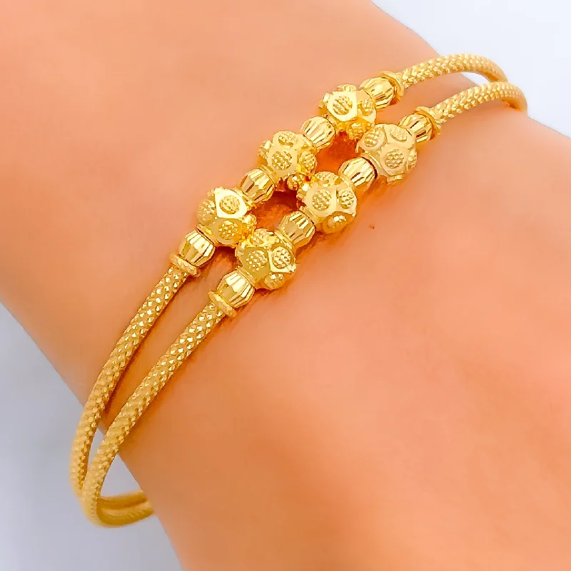 women vintage bangles -Sleek Lightweight 22k Gold Bangle Bracelet