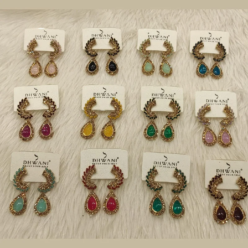 women delicate earrings -Dhwani Gold Plated Austrian Stone Dangler Earrings (Assorted Color)