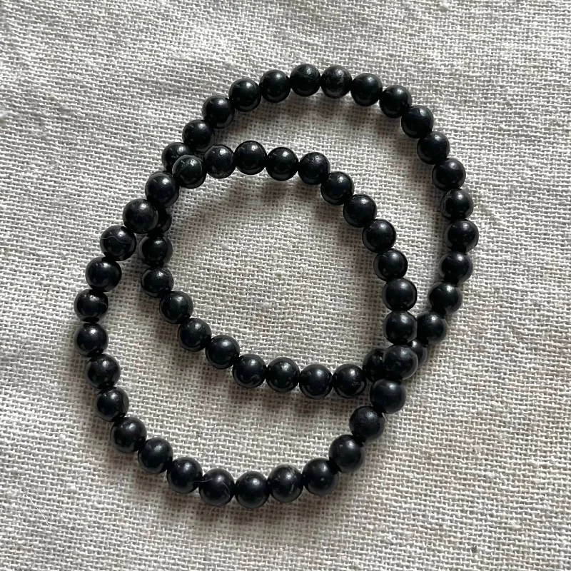 women luxury bangles -Shungite 6mm Beaded Bracelet - Detoxification