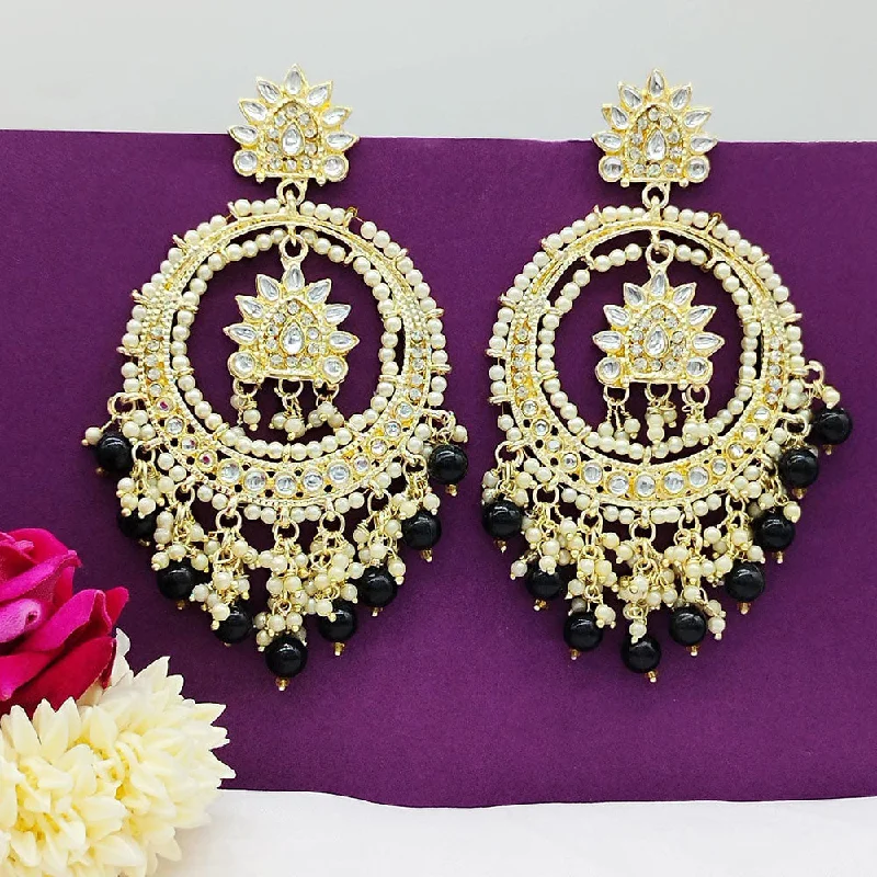 women bold earrings -Akruti Collection Gold Plated Kundan Stone And Beads Dangler Earrings