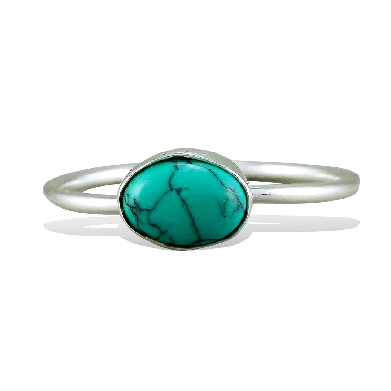 women unique rings -<span>RAS-023<span>: </span></span>Simple Turquoise Ring - Silver