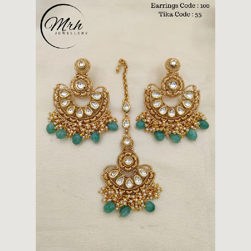 women minimalistic earrings -Jewel Addiction Copper Gold Plated Earrings With Mangtikka