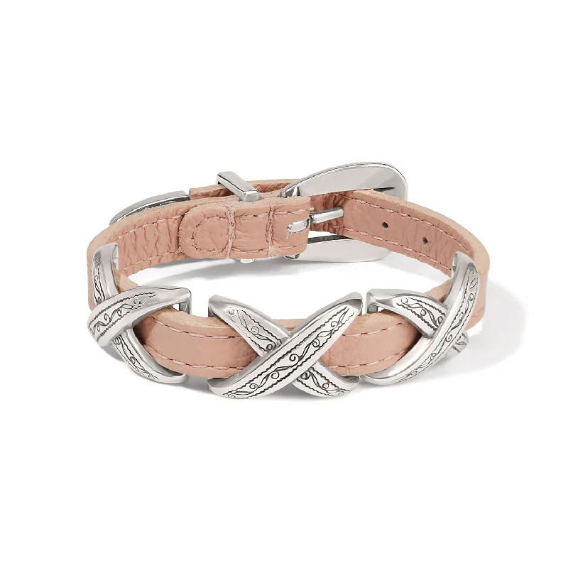 women silver bangles sets -Kriss Kross Etched Bandit Bracelet - 07903H