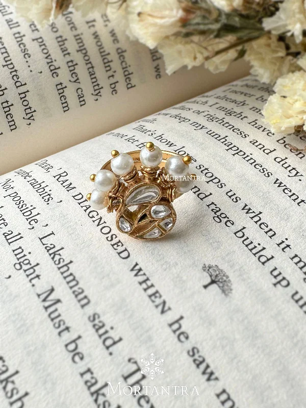 women stackable gemstone rings -White Color Gold Plated Ring - TR-RNG27