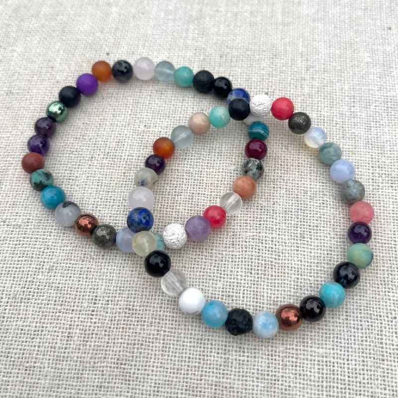 women bracelets -Manifestation 6mm Beaded Bracelet - Crystal Mix