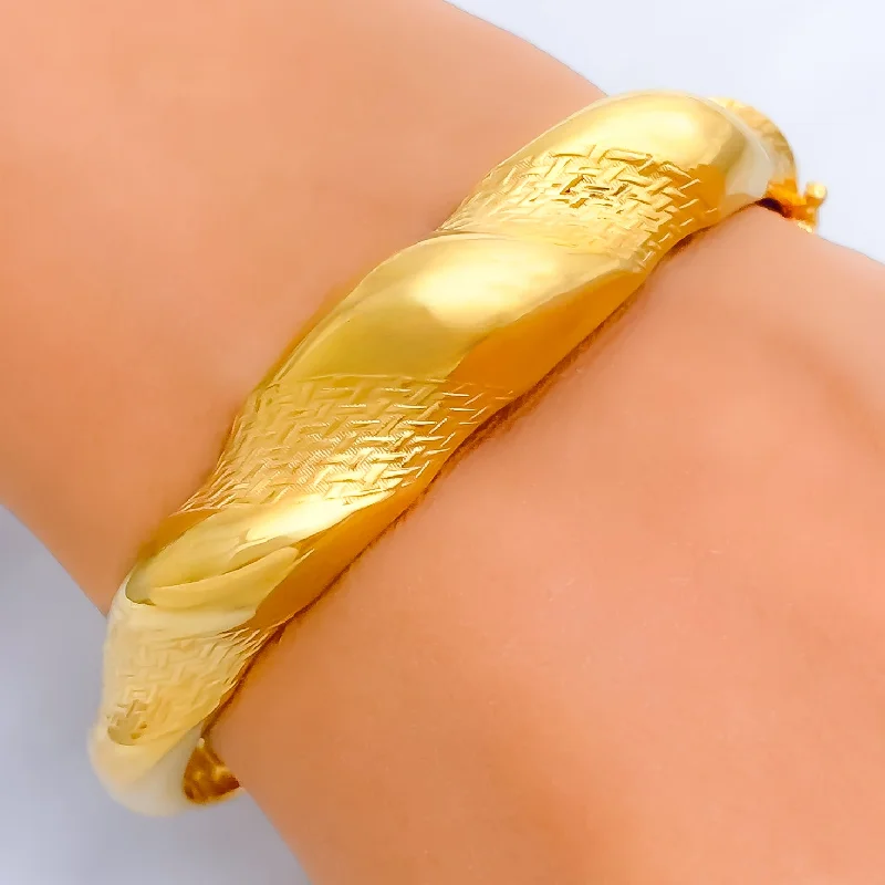 women colorful bracelets -Bold Flowing 21k Statement Bangle Bracelet