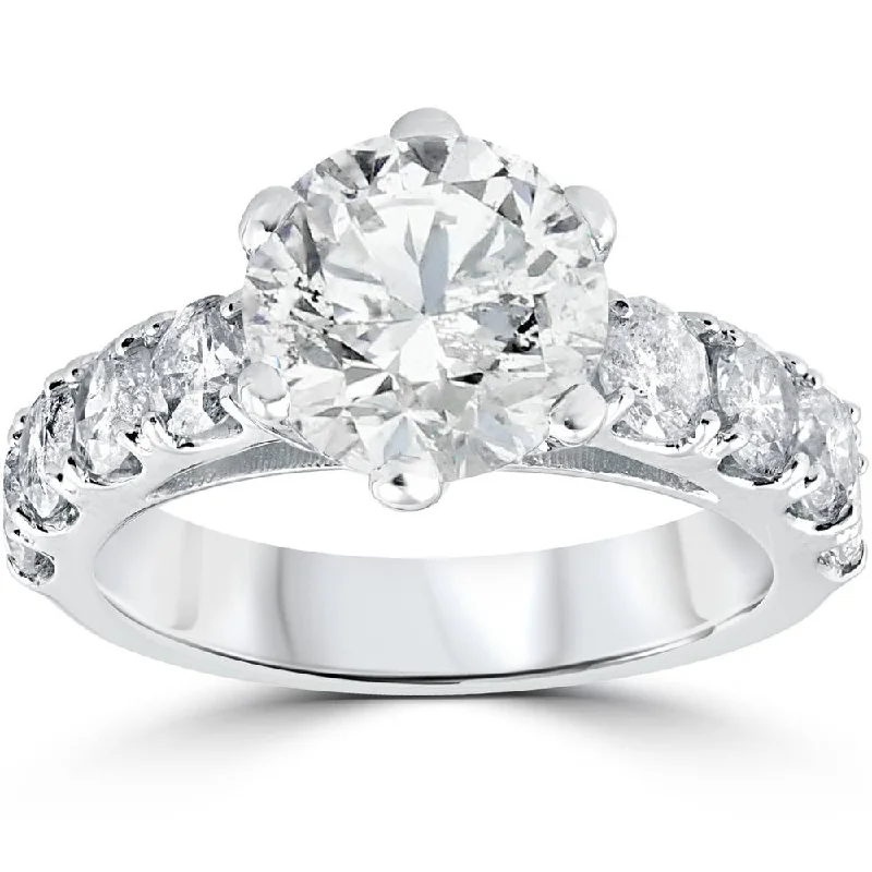 women eternity engagement rings -4 1/2ct Round Enhanced Diamond Engagement Ring 14K White Gold