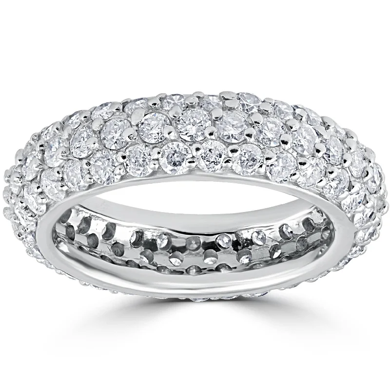 women simple engagement rings -3ct Pave Diamond Eternity Ring 14K White Gold