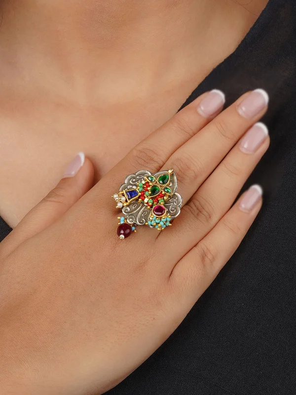 women modern rings -Multicolor Tribal Ring - EK-SFRNG176M