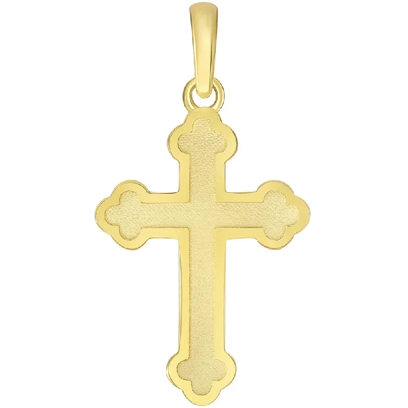 women teardrop necklaces -14k Solid Yellow Gold Eastern Orthodox Cross Pendant