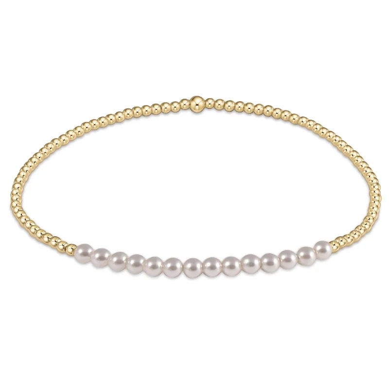 women thin bracelets -Gold Bliss 2mm Bead Bracelet Pearl