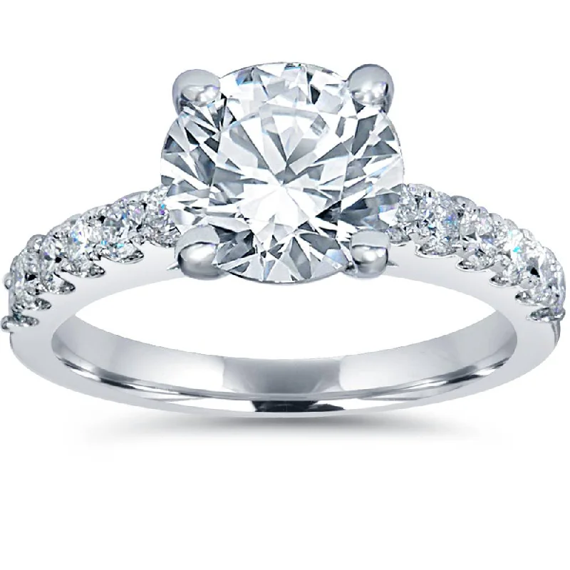 women designer engagement rings -2 ct TDW Diamond Engagement Ring Solitaire With Accents 14K White Gold