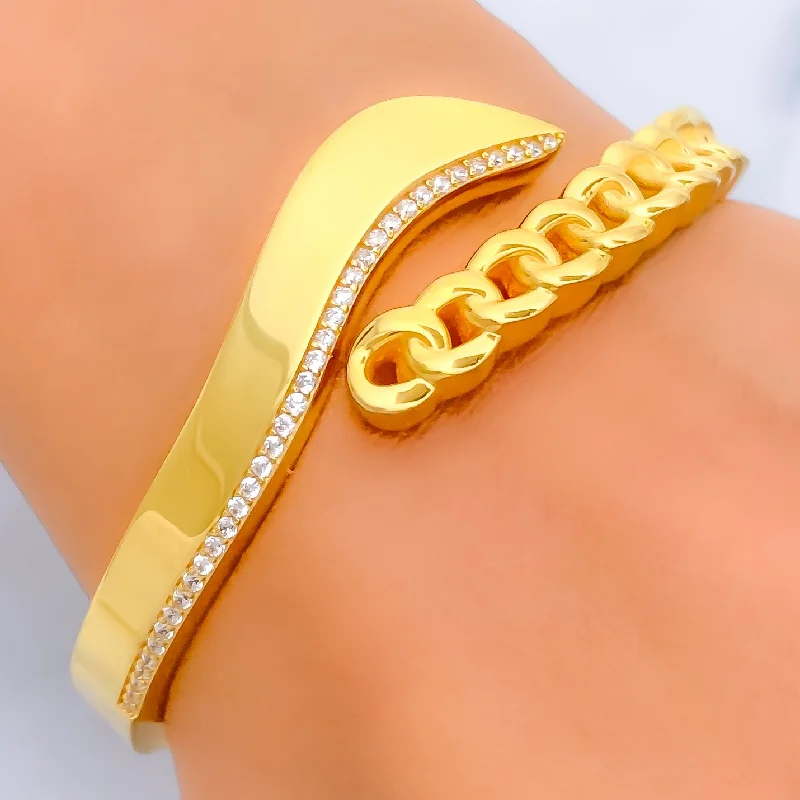 women chunky bracelets -Iconic Gorgeous 21k Gold CZ Bangle Bracelet