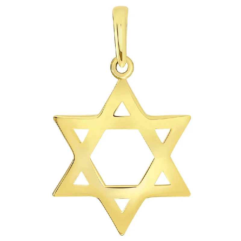 women birthstone necklaces -14k Yellow Gold Small Star of David Pendant with High Polish