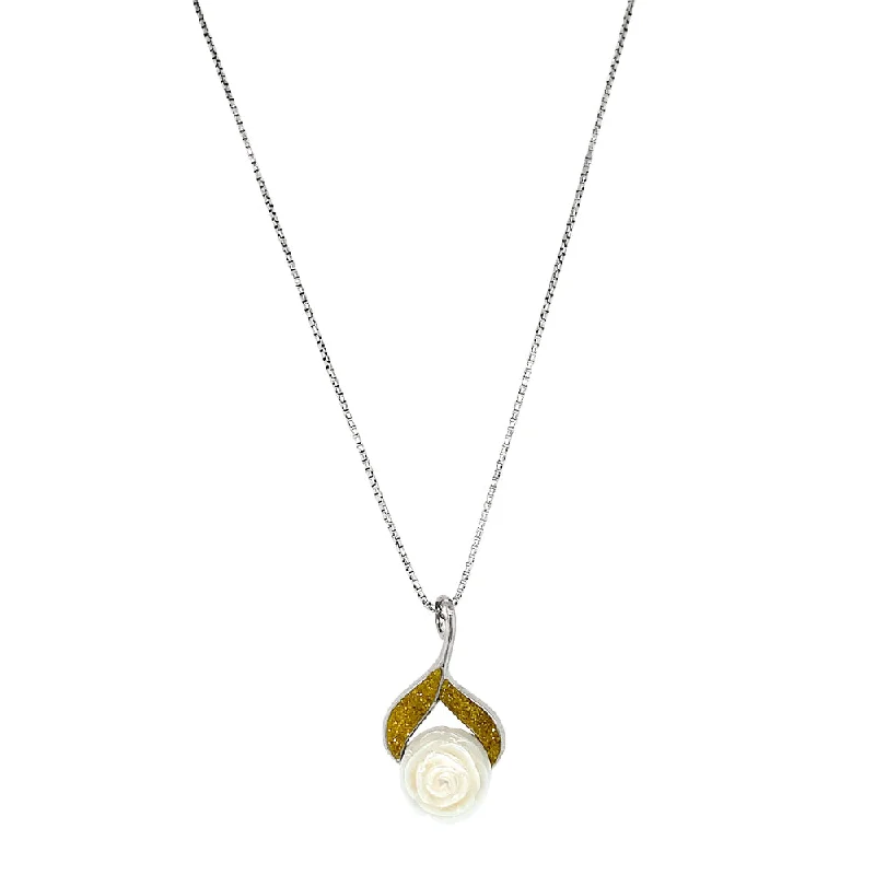 women charm necklaces -Lab Grown Diamond & Carved Pearl Necklace - "Galaxia Rose"