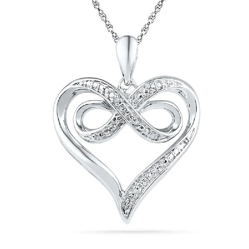 women fancy necklaces -Diamond Infinity Heart Pendant Necklace