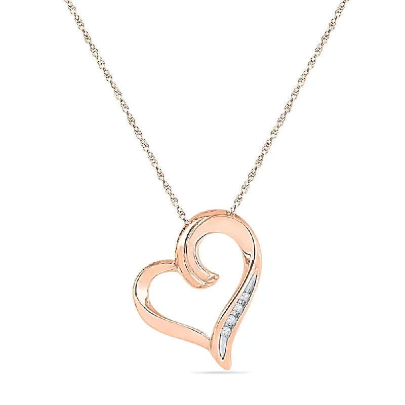 women stylish necklaces -Swirly Diamond Heart Necklace