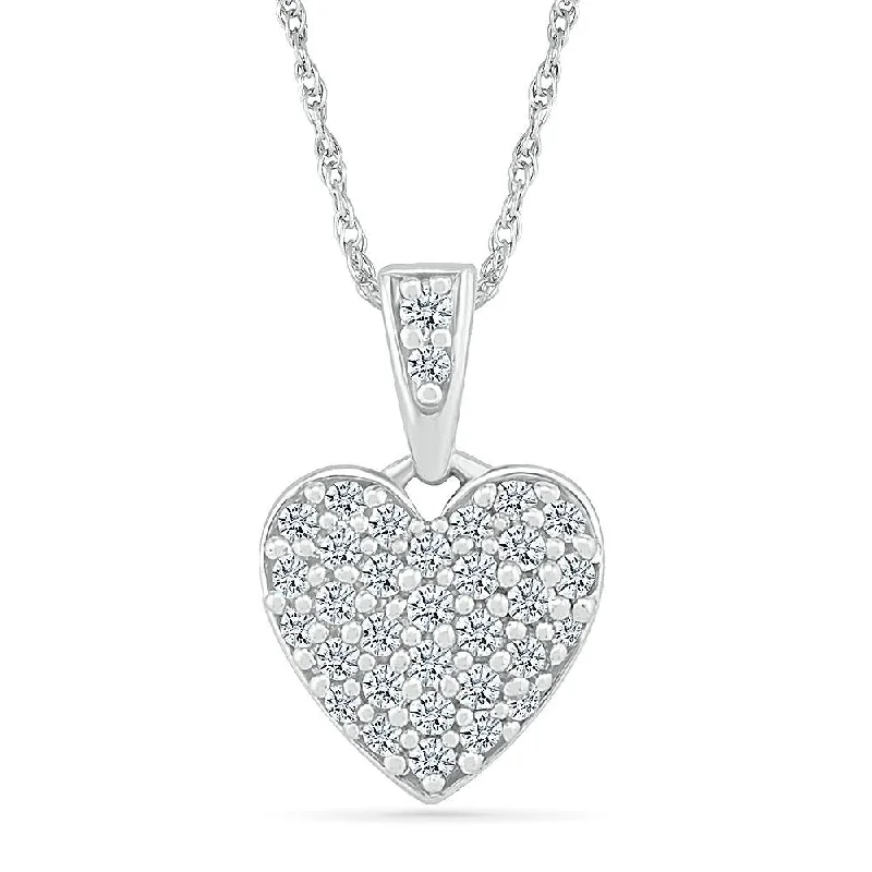 women antique necklaces -Miniature Heart Pendant Necklace with Diamonds