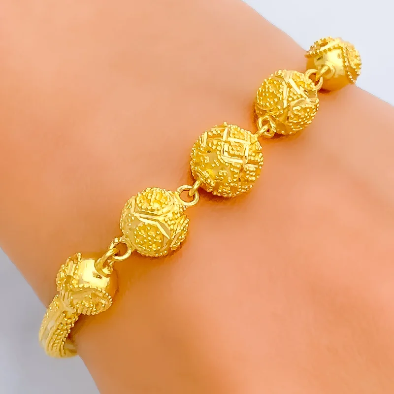 women cuff bracelet sets -Upscale Beaded 22k Gold Flexi Bangle Bracelet