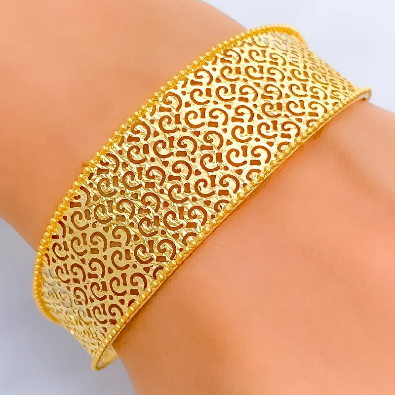 women handmade bracelets -Dazzling Fashionable 21k Statement Bangle Bracelet