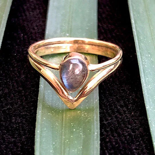 women modern wedding rings -<span>RBR-044<span>: </span></span>Labradorite Ring - Brass