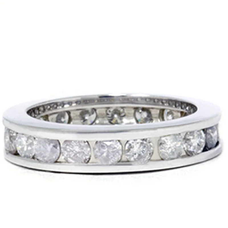 women engagement rings with side stones -2ct Channel Set Diamond Eternity Ring 14K White Gold