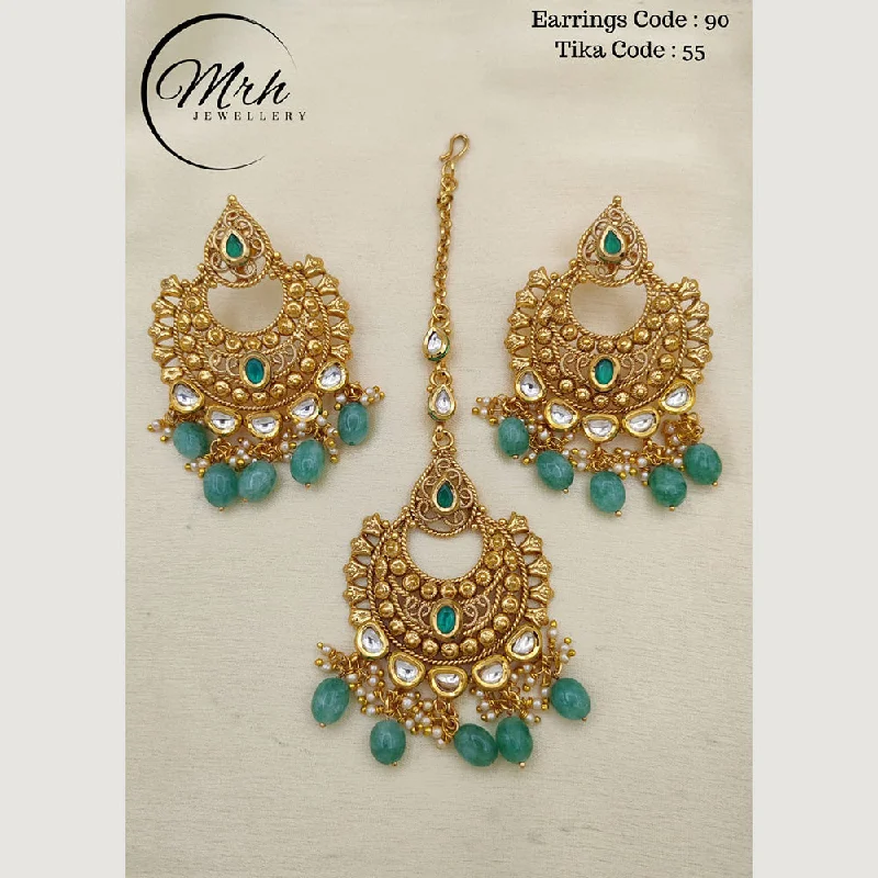 women sparkly earrings -Jewel Addiction Copper Gold Plated Earrings With Mangtikka