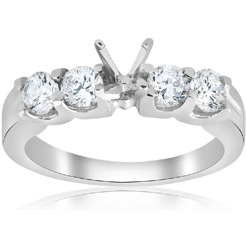 women diamond band engagement rings -3/4ct Real Diamond Engagement Semi Mount Ring Setting