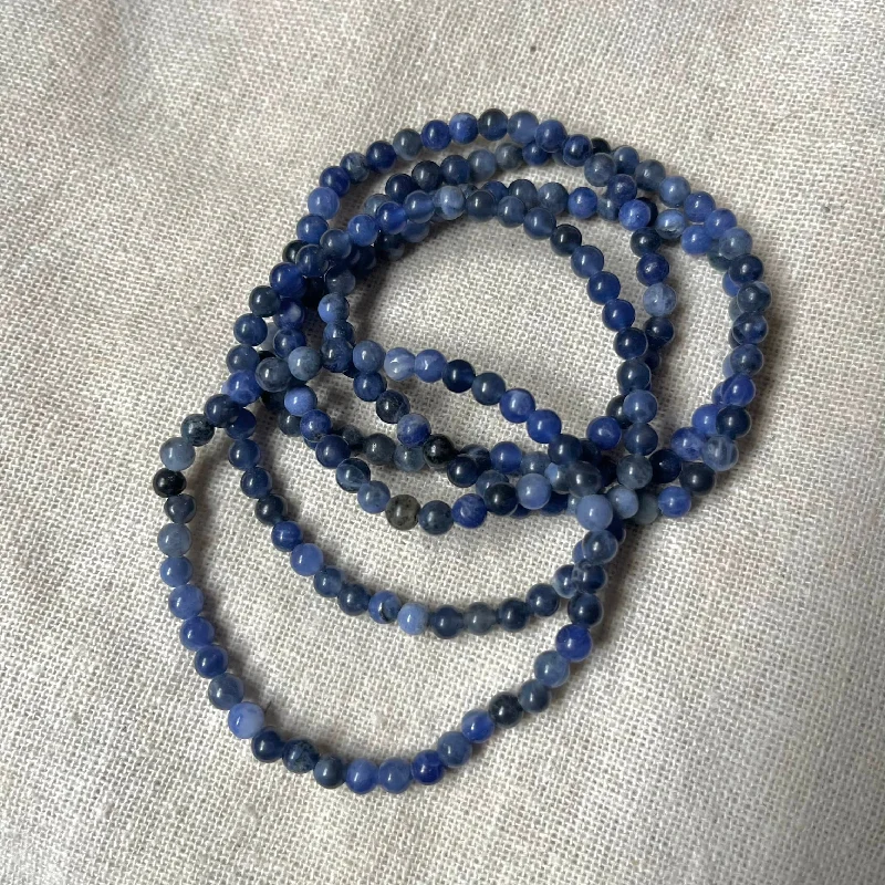 women stacking bracelets -Sodalite 4mm Beaded Bracelet - Emotional Balance