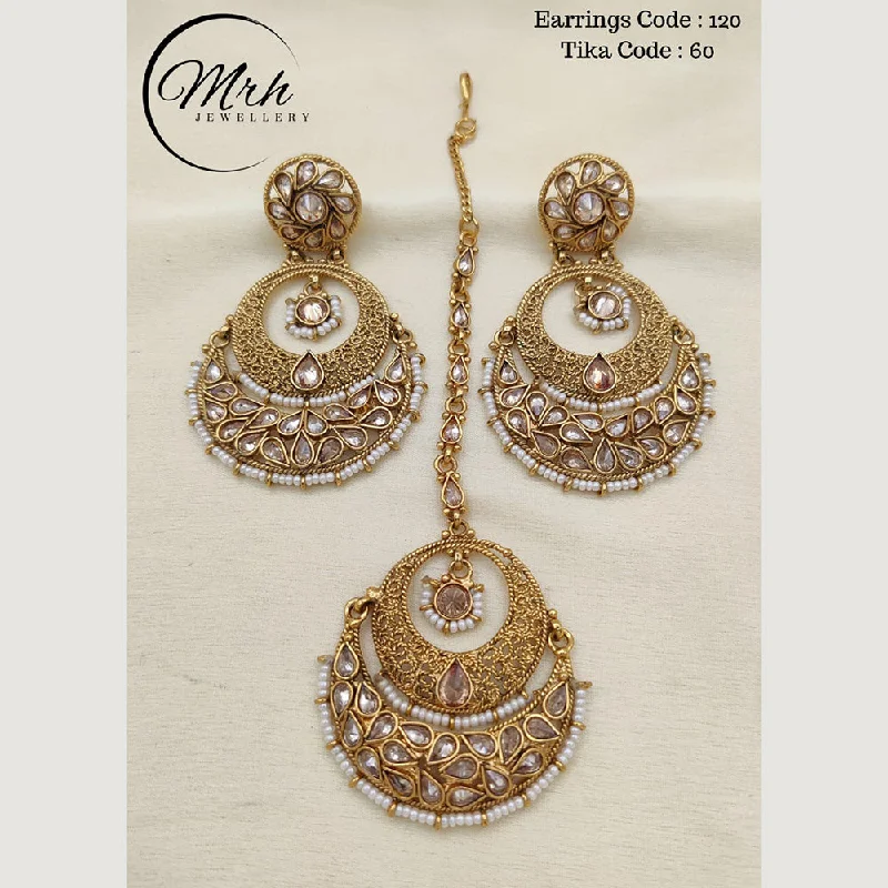 women cubic zirconia earrings -Jewel Addiction Copper Gold Plated Earrings With Mangtikka