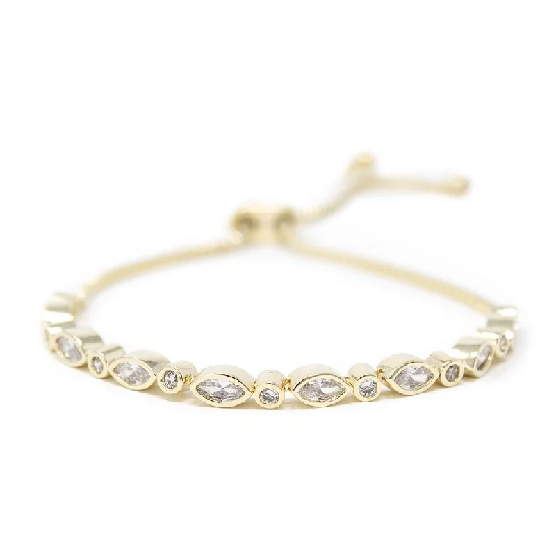 women handmade bracelets -Oval CZ Slide Bracelet Gold Plated