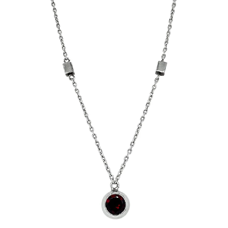 women anniversary necklaces -Sterling Silver & Garnet Necklace - "Pinot Noir"